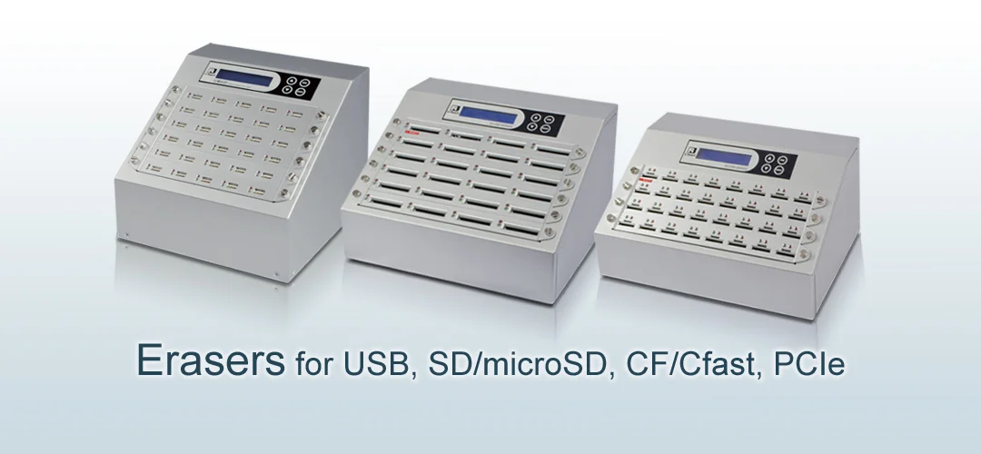 Erasers for USB SD microSD CF CFast PCIe